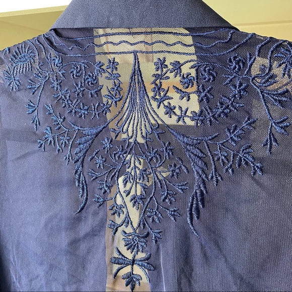 Urban Outfitters Blue Sheer Button Up Blouse - Picture 5 of 8